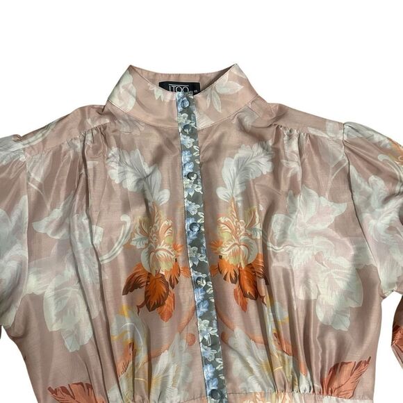 I TOO Italy Elegant Floral Long Sleeve Button Down Dress Size Small - Picture 3 of 16